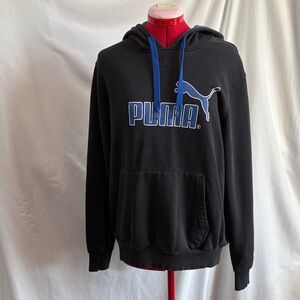 Puma Men's Black Hoodie with Blue Details